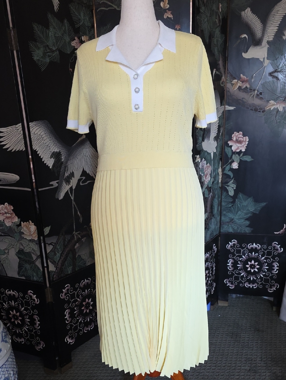 Nanette Lepore Mix Media Knit Pleated Midi Dress, Size XL